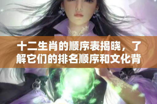 十二生肖的顺序表揭晓，了解它们的排名顺序和文化背景