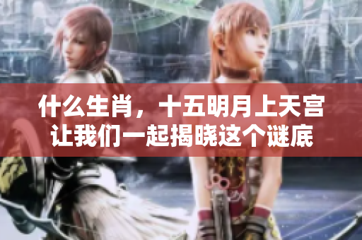 什么生肖，十五明月上天宫让我们一起揭晓这个谜底