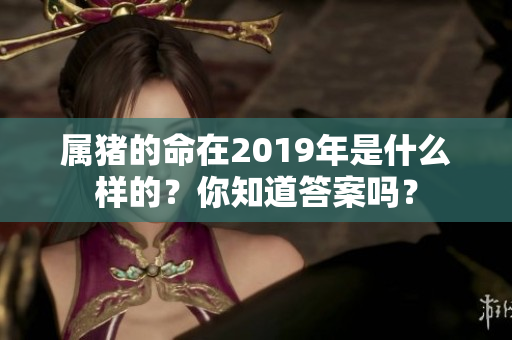 属猪的命在2019年是什么样的？你知道答案吗？