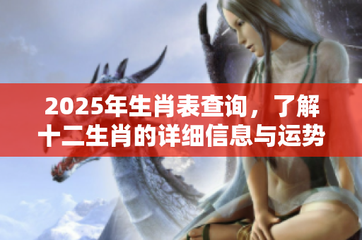 2025年生肖表查询，了解十二生肖的详细信息与运势解析